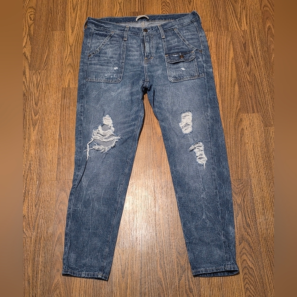 A&F Distressed Utility Jeans 8R Baggy Cargo Bush Pants Aesthetic Jeans E71
